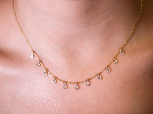 Pear Rose Cut Diamond Necklace