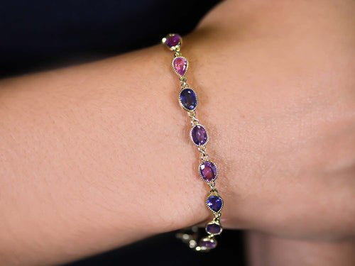 Multi-Colored Rose Cut Sapphire Bracelet