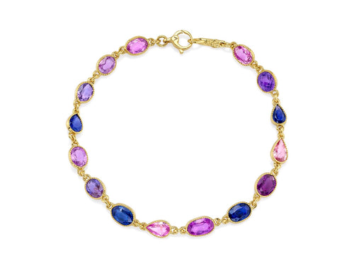 Multi-Colored Rose Cut Sapphire Bracelet