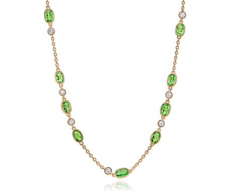 Vibrant Tsavorite Garnet and Diamond Necklace