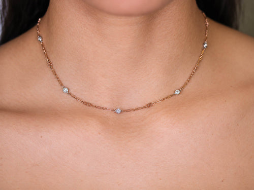 Bezel Set Round Brilliant Cut Diamond Necklace