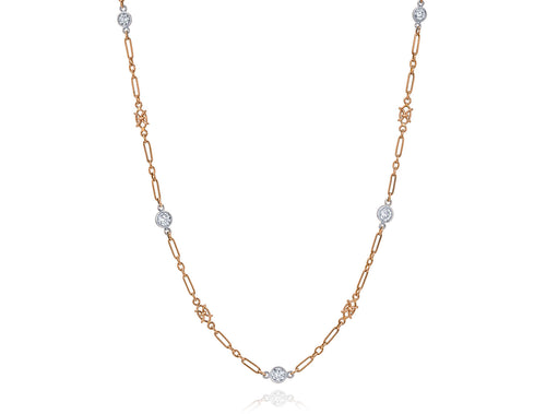 Bezel Set Round Brilliant Cut Diamond Necklace