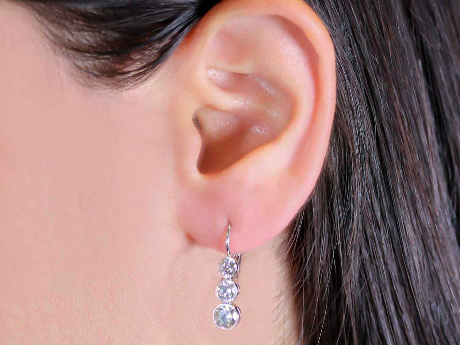 Platinum and Diamond Drop Earrings