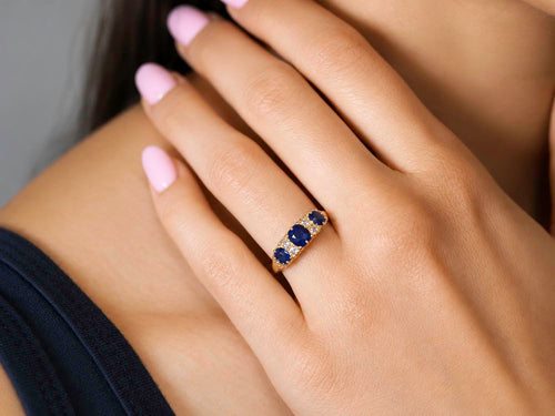 Antique Sapphire and Diamond Engagement Ring (circa 1905)