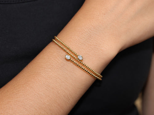 Oval Diamond and Gold Beaded Wrap-Around Bracelet