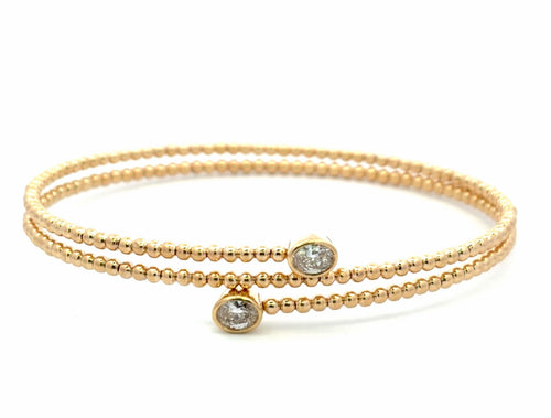 Oval Diamond Gold Beaded Wrap-Around Bracelet