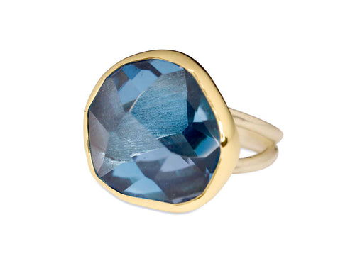 London Blue Topaz Ring in 18K Yellow Gold and Sterling Silver