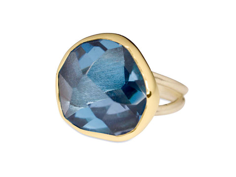 Blue Topaz and Green Amethyst Ring