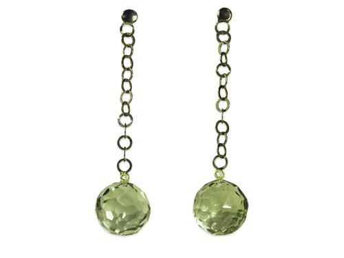 Green Amethyst and Diamond Earrings