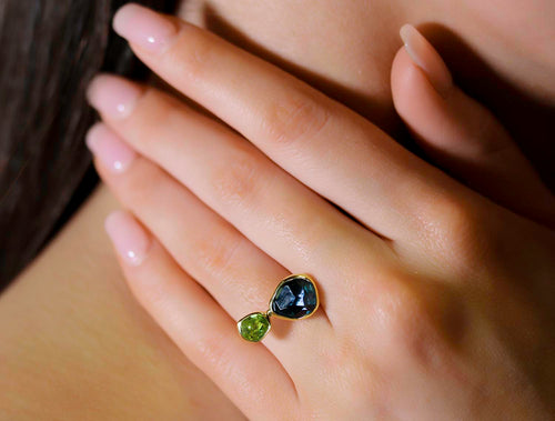 London Blue Topaz and Peridot Ring