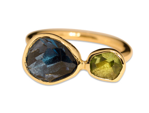 London Blue Topaz and Peridot Ring