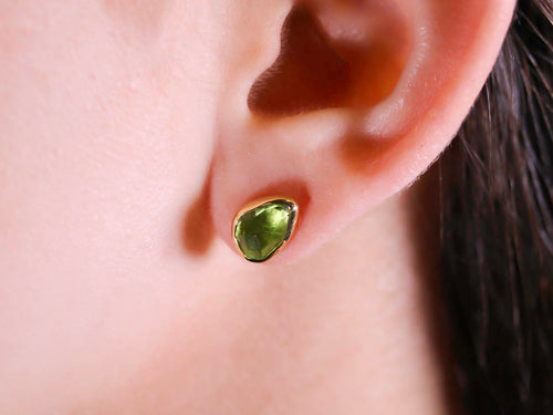 Bezel Set Peridot Stud Earrings