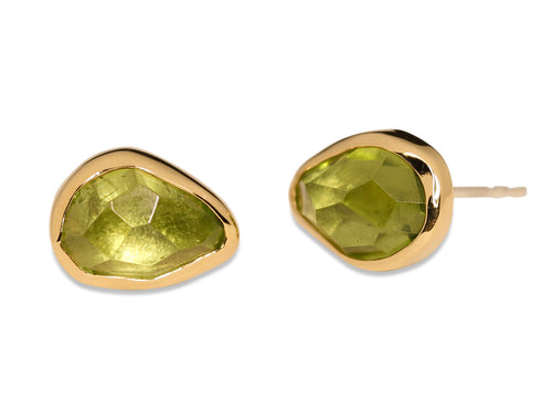 Bezel Set Peridot Stud Earrings