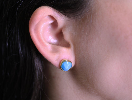 Bezel Set Turquoise Stud Earrings