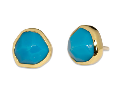 Bezel Set Turquoise Stud Earrings