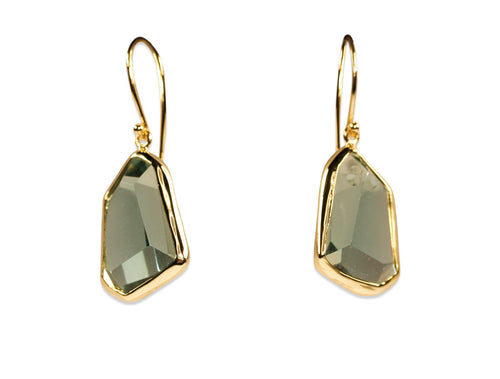 Bezel Set Green Amethyst Drop Earrings