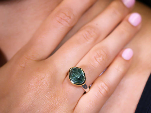 Bezel Set Green Amethyst Ring