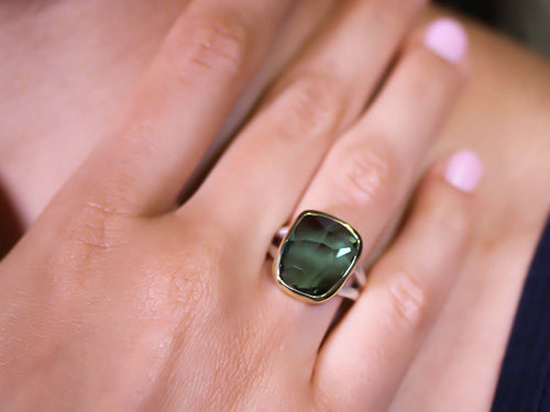 Bezel Set Green Amethyst Ring