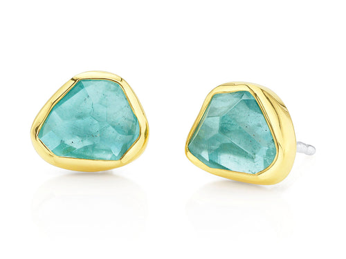 ﻿Bezel Set Aquamarine Stud Earrings