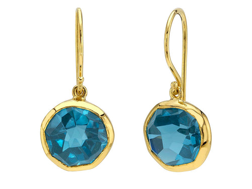 Bezel Set London Blue Topaz Drop Earrings