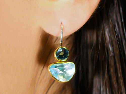 Aquamarine and London Blue Topaz Drop Earrings