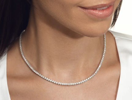 Brilliant Cut Diamond Tennis Necklace in 14K White Gold