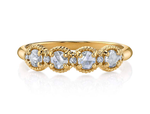 Vintage-Inspired Curved Bezel Diamond "Gabby" Wedding Band
