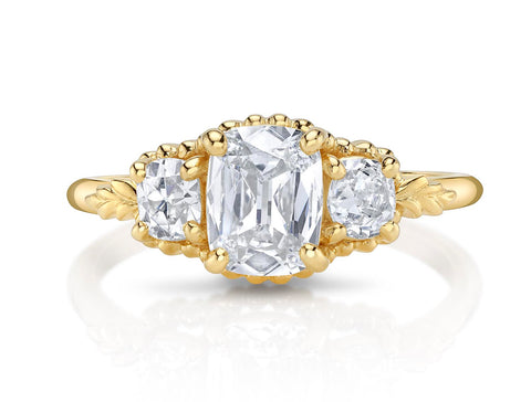 Oval and Round Brilliant Diamond Three-Stone Engagement Ring