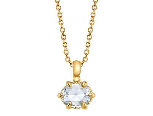 Rose Cut Oval Diamond Solitaire Necklace