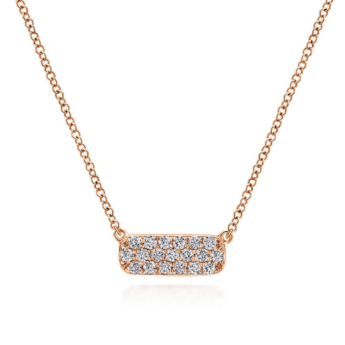 Petite Diamond Bar Necklace in Rose Gold