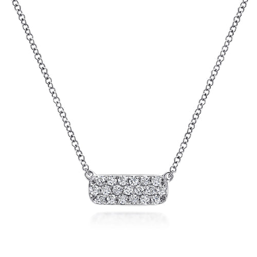 Petite Diamond Bar Necklace in White Gold