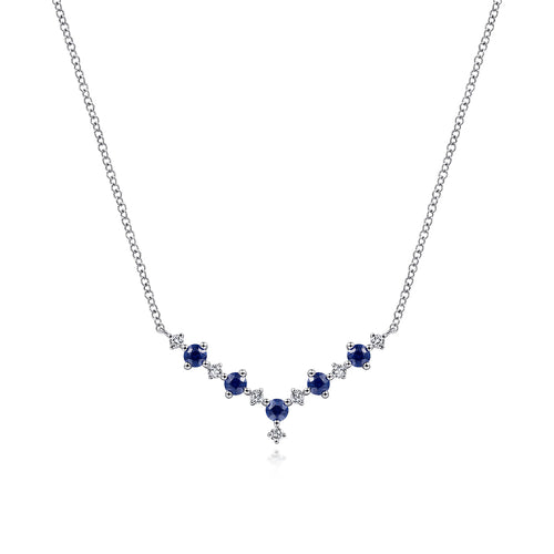 Sapphire and Diamond Chevron Necklace