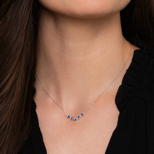 Sapphire and Diamond Chevron Necklace
