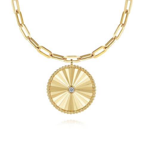 Bezel Diamond Necklace in White Gold