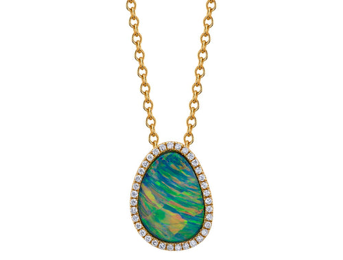 Tiger Stripe Lambina Opal and Diamond Pendant Necklace