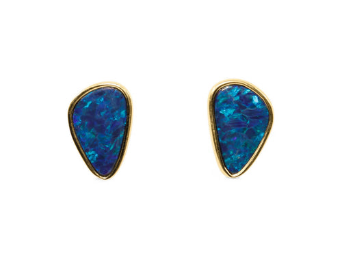 Bezel Set Opal Doublet Stud Earrings