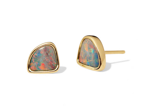 Bezel Set Opal Stud Earrings