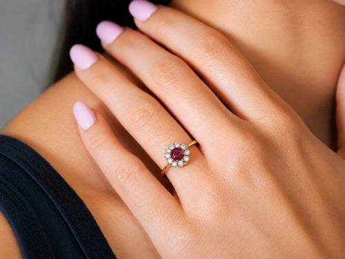 Antique Victorian Era Ruby and Diamond Engagement Ring