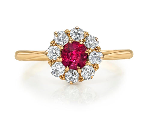 Antique Victorian Era Ruby and Diamond Engagement Ring