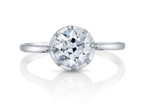 Oval and Round Brilliant Diamond Three-Stone Engagement Ring