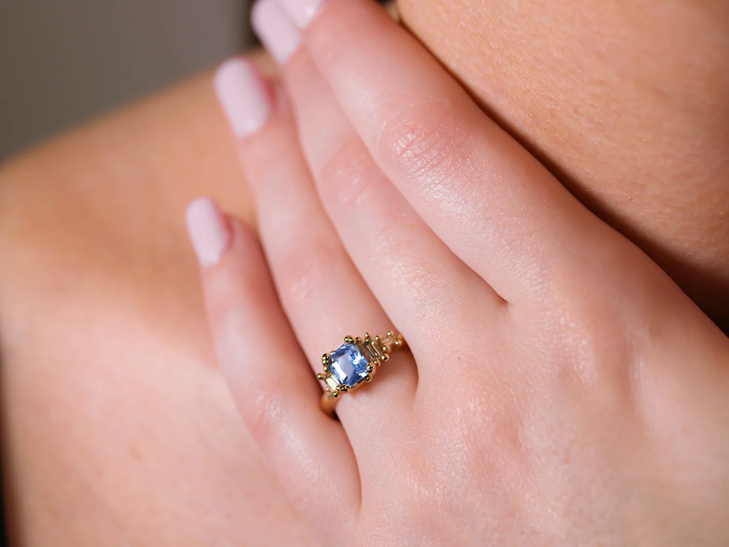 The Sparking Cushion Blue Sapphire Ring