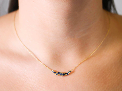 Sapphire Cluster Bar Necklace