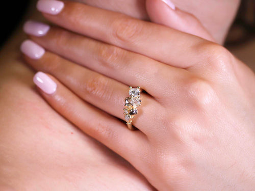 Antique Diamond Tumbling Cluster Engagement Ring