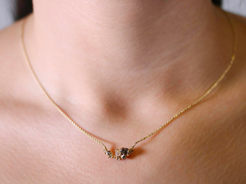 Rose Cut Diamond Cluster Bar Necklace