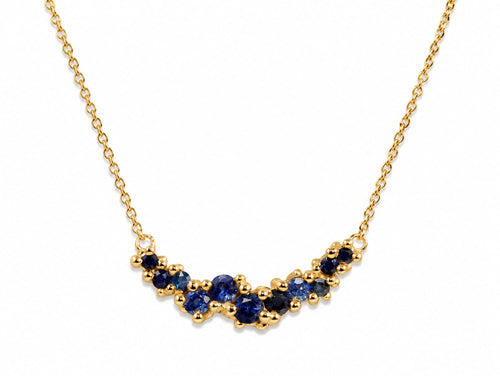 Sapphire Cluster Bar Necklace