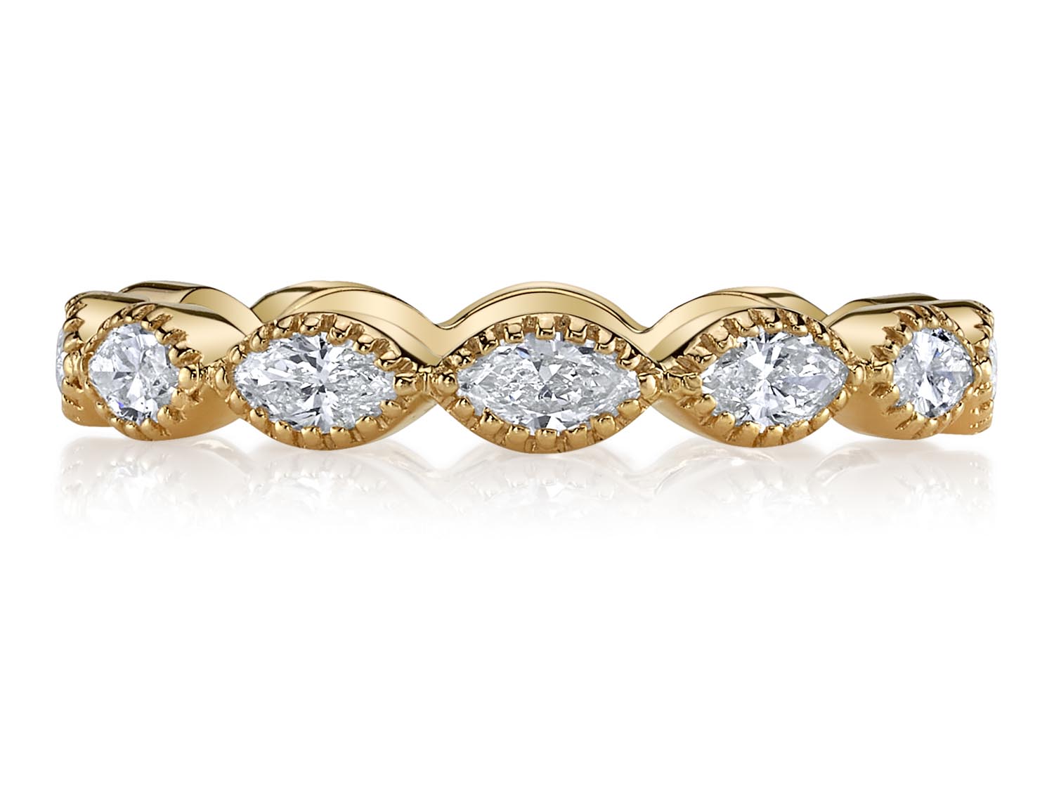 Vintage-Inspired Marquise Diamond Band in 18K Yellow Gold