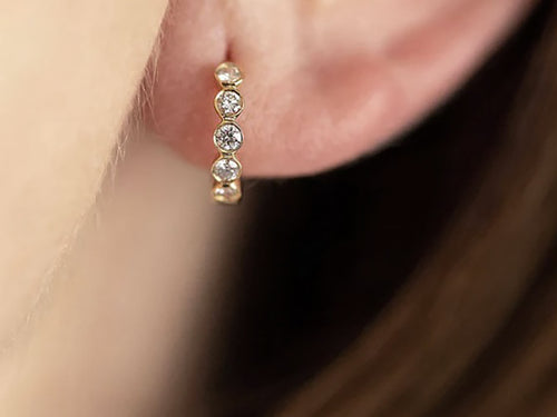 Bezel Set Brilliant Diamond Huggie Earrings