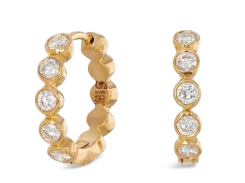 Bezel Set Brilliant Diamond Huggie Earrings