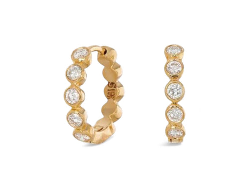 Bezel Set Brilliant Diamond Huggie Earrings