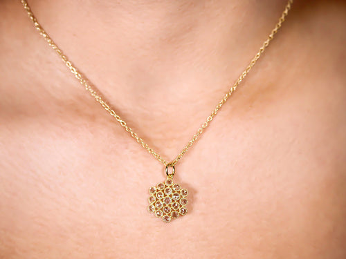 Rose Cut Diamond Cluster Pendant Necklace